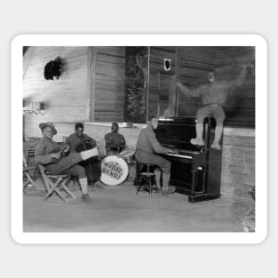 Jazz Band, 1918. Vintage Photo Sticker